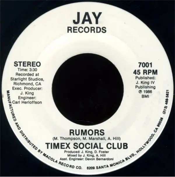 [USED Excellent Tested Record, 7" Vinyl] - TIMEX SOCIAL CLUB - RUMORS